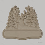Fichier CNC & impression 3D enseigne décorative cerf et sapins, STL très haute qualité