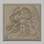 Fichier CNC & impression 3D combat entre un homme musclé et un ange ailé, haute qualité relief STL
