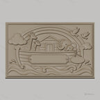 Fichier CNC & impression 3D Arche de Noé, animaux girafes éléphants colombe et arc-en-ciel, haute qualité relief STL