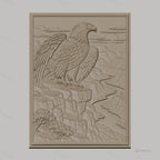 Fichier CNC & impression 3D aigle sur falaise, rivière sinueuse et canyon, haute qualité relief STL