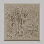 Fichier CNC & impression 3D mineur, galerie minière, wagon de mine, montagne, haute qualité relief STL