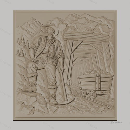 Fichier CNC & impression 3D mineur, galerie minière, wagon de mine, montagne, haute qualité relief STL