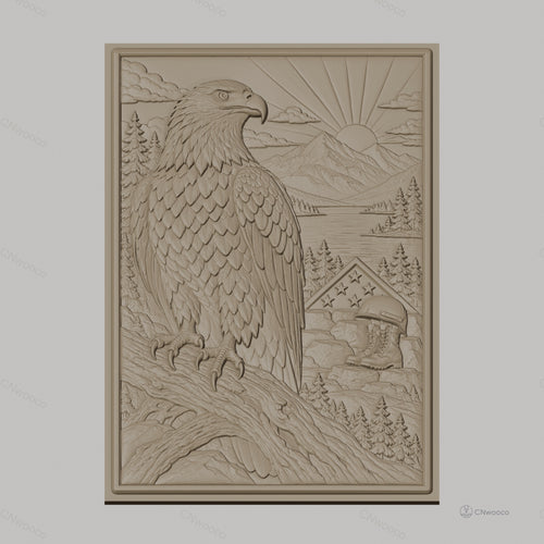 Fichier CNC & impression 3D aigle américain, drapeau, casque militaire, bottes, nature et montagne, haute qualité relief STL