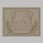 Fichier CNC & impression 3D chien avec cadre floral, portrait relief haute qualité relief STL