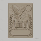 Fichier CNC & impression 3D berceau avec colombe, soleil, branches d'olivier, haute qualité relief STL