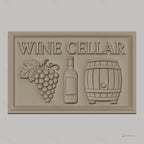 Fichier CNC & impression 3D Wine Cellar, grappes de raisin, bouteille de vin, tonneau, haute qualité relief STL