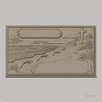 Fichier CNC & impression 3D paysage plage empreintes croix coucher de soleil haute qualité relief STL