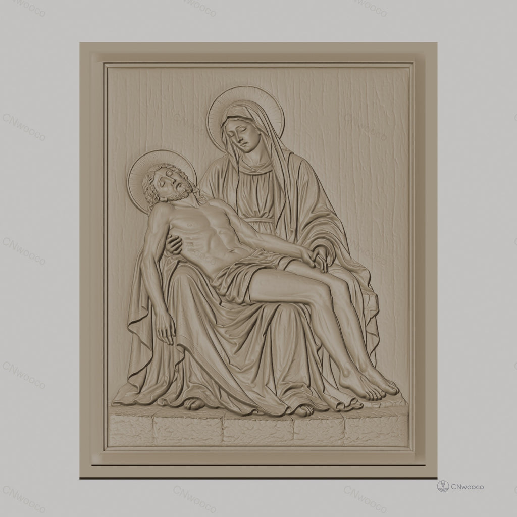 Fichier CNC & impression 3D Piéta, Vierge Marie tenant Jésus mort, haute qualité relief STL