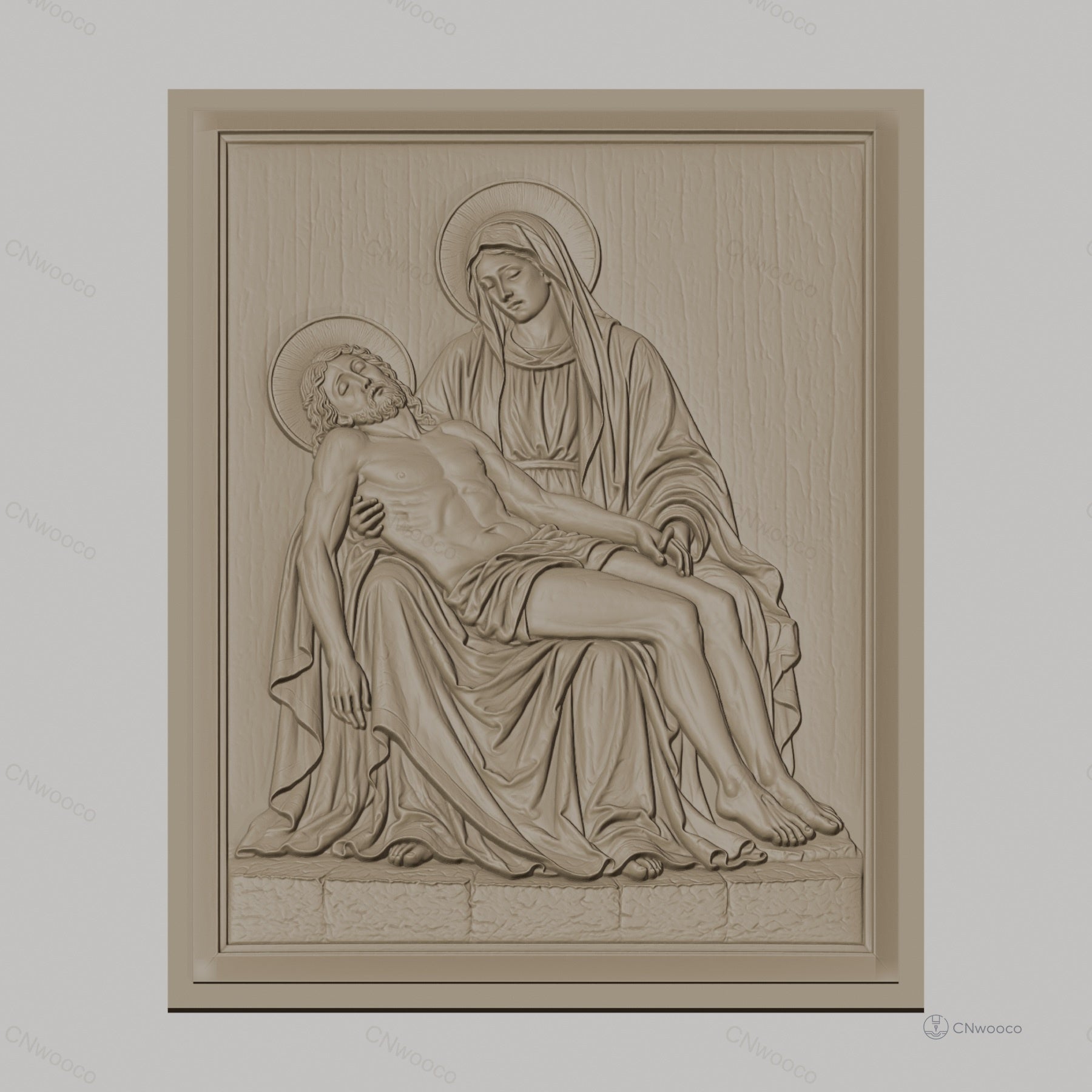 Fichier CNC & impression 3D Piéta, Vierge Marie tenant Jésus mort, haute qualité relief STL
