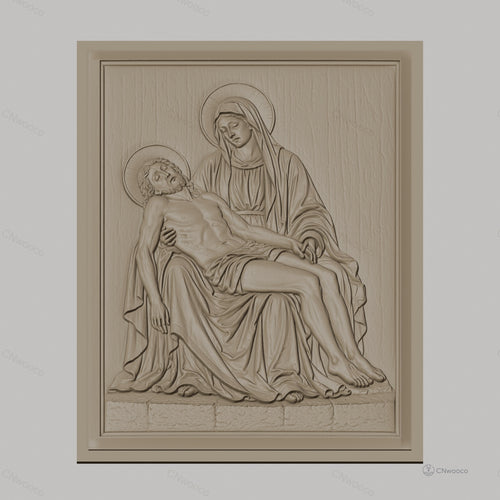 Fichier CNC & impression 3D Piéta, Vierge Marie tenant Jésus mort, haute qualité relief STL