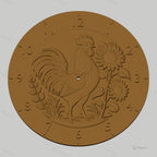 Fichier CNC & impression 3D horloge murale coq et tournesols décor campagne STL