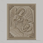 Fichier CNC & impression 3D ange gardien avec enfant, scène religieuse de protection, haute qualité relief STL