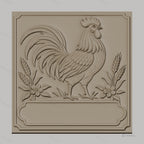 Fichier CNC & impression 3D coq avec fleurs et blé, haute qualité relief STL