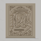 Fichier CNC & impression 3D barbershop, portrait homme, ciseaux, rasoir, peigne, décor vintage, haute qualité relief STL