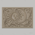 Fichier CNC & impression 3D Soleil et Lune avec étoiles et volutes, haute qualité relief STL