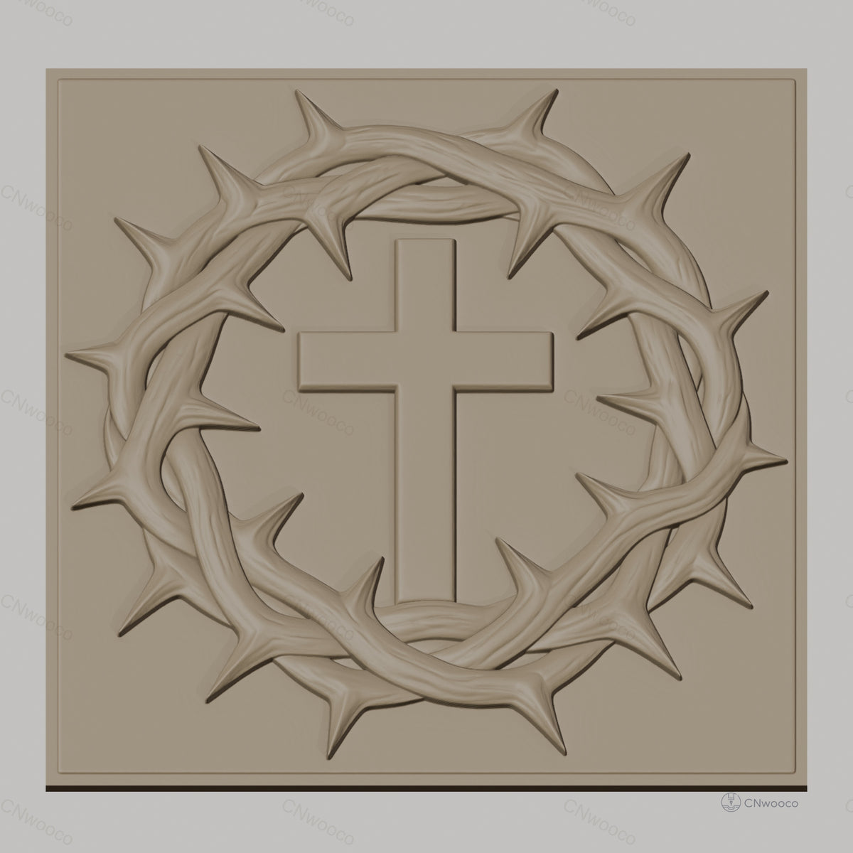Fichier CNC & impression 3D Croix chrétienne et couronne d'épines, haute qualité relief STL