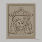 Fichier CNC & impression 3D crèche de Noël, Sainte Famille avec âne et bœuf, haute qualité relief STL