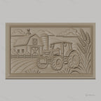 Fichier CNC & impression 3D paysage agricole, tracteur, grange, silo, épis de blé, haute qualité relief STL