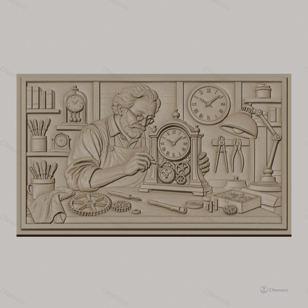 Fichier CNC & impression 3D horloger réparant montre, engrenages, outils d'atelier, haute qualité relief STL