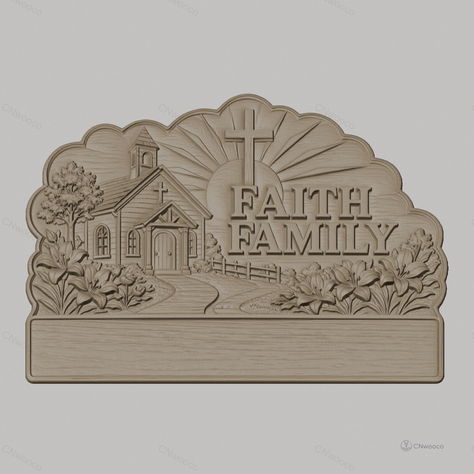 Fichier CNC porte-clés mural enseigne décorative foi famille, décor église et nature, STL très haute qualité