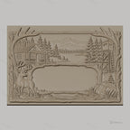 Fichier CNC & impression 3D paysage de nature avec cerf, cabine en bois et tour de guet, haute qualité relief STL