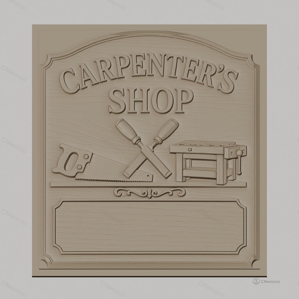 Fichier CNC & impression 3D atelier de menuiserie, scie, ciseaux à bois et établi, haute qualité relief STL