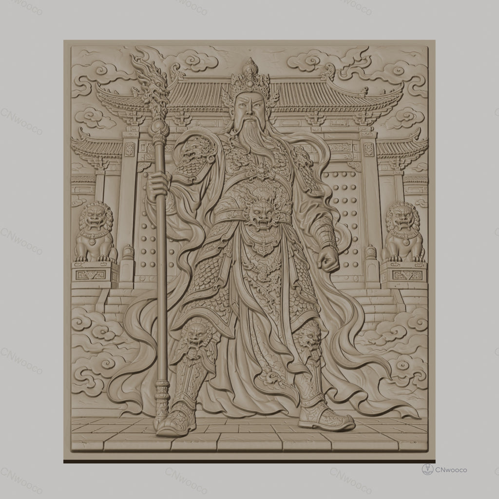 Fichier CNC & impression 3D guerrier chinois, temple, dragons, haute qualité relief STL