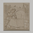 Fichier CNC & impression 3D construction pont, ouvrier tailleur de pierre, haute qualité relief STL