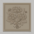 Fichier CNC & impression 3D bouquet d'hortensias, fleurs et feuilles en relief, haute qualité relief STL