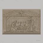 Fichier CNC & impression 3D Nativité, crèche avec Marie Joseph enfant animaux, haute qualité relief STL