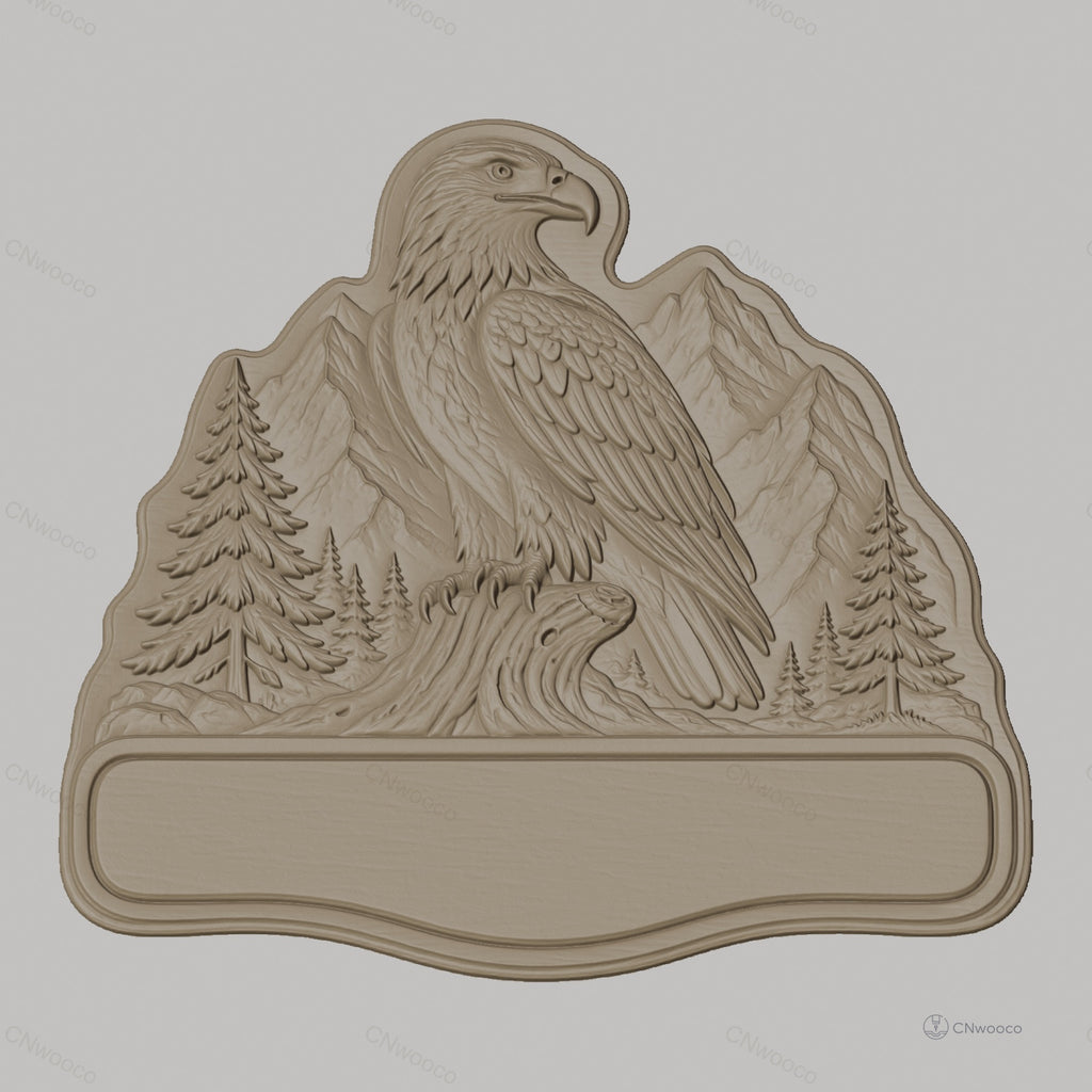 Fichier CNC & impression 3D enseigne aigle dans la montagne, STL très haute qualité