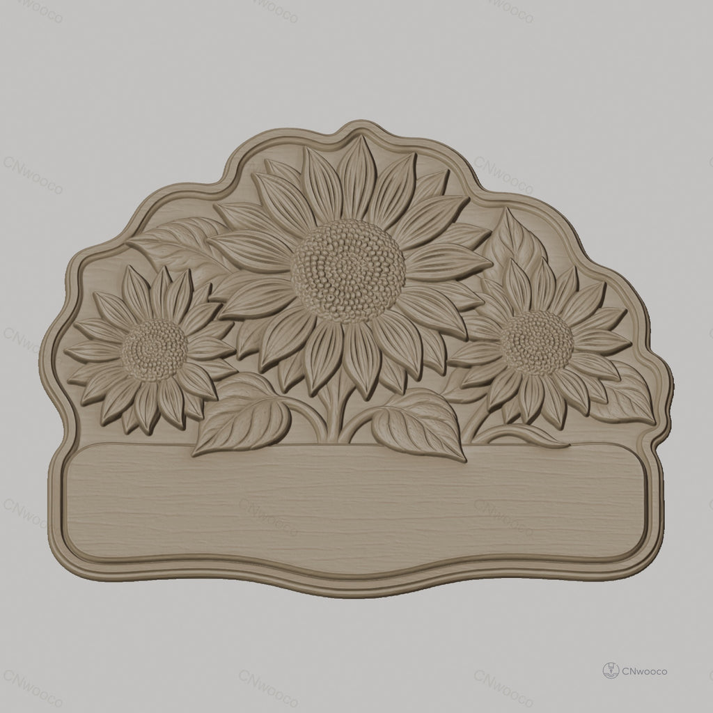 Fichier CNC & impression 3D plaque décorative tournesols STL très haute qualité