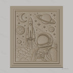 Fichier CNC & impression 3D espace, astronaute, fusée, planètes, haute qualité relief STL