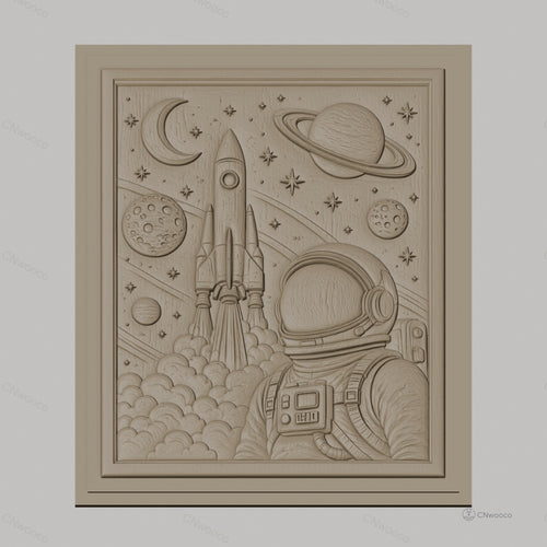 Fichier CNC & impression 3D espace, astronaute, fusée, planètes, haute qualité relief STL