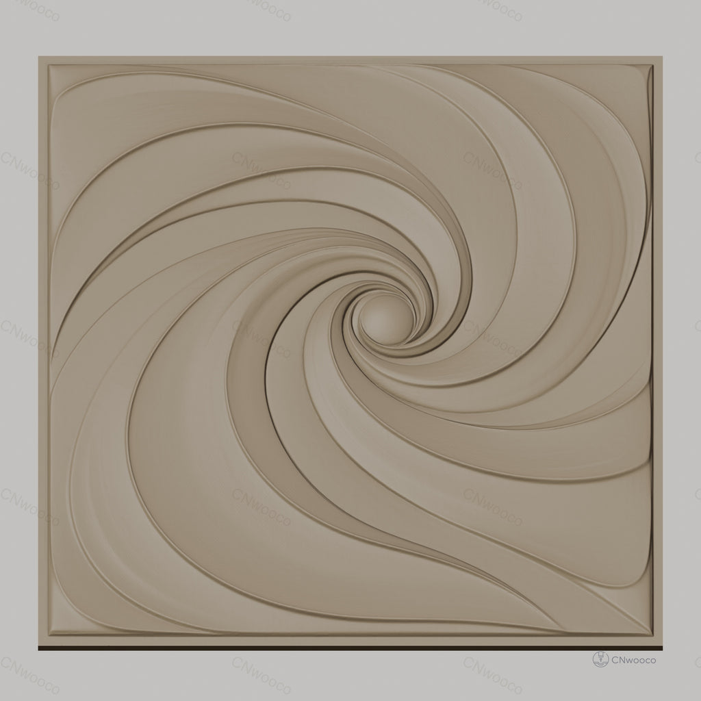 Fichier CNC & impression 3D motif tourbillon abstrait, formes ondulées circulaires, haute qualité relief STL