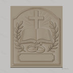 Fichier CNC & impression 3D thème mariage religieux, croix, livre ouvert, alliances, feuilles, haute qualité relief STL
