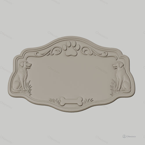 Fichier CNC & impression 3D plaque nom pour chien, décor chiens et os, STL très haute qualité