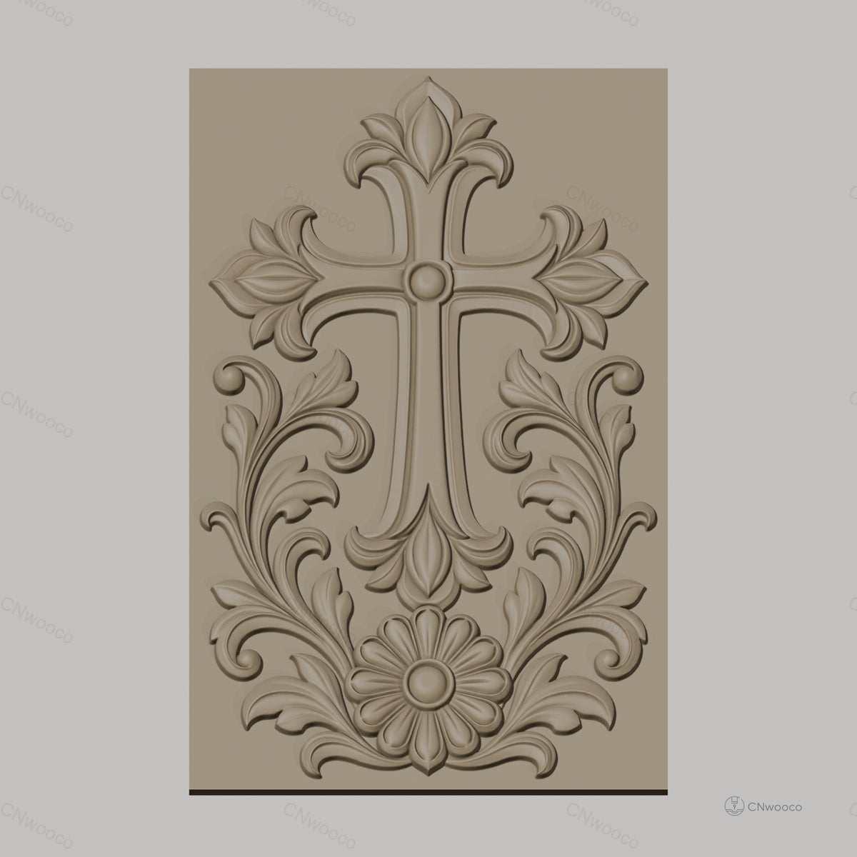 Fichier CNC & impression 3D Croix fleurie ornement décoratif haute qualité relief STL