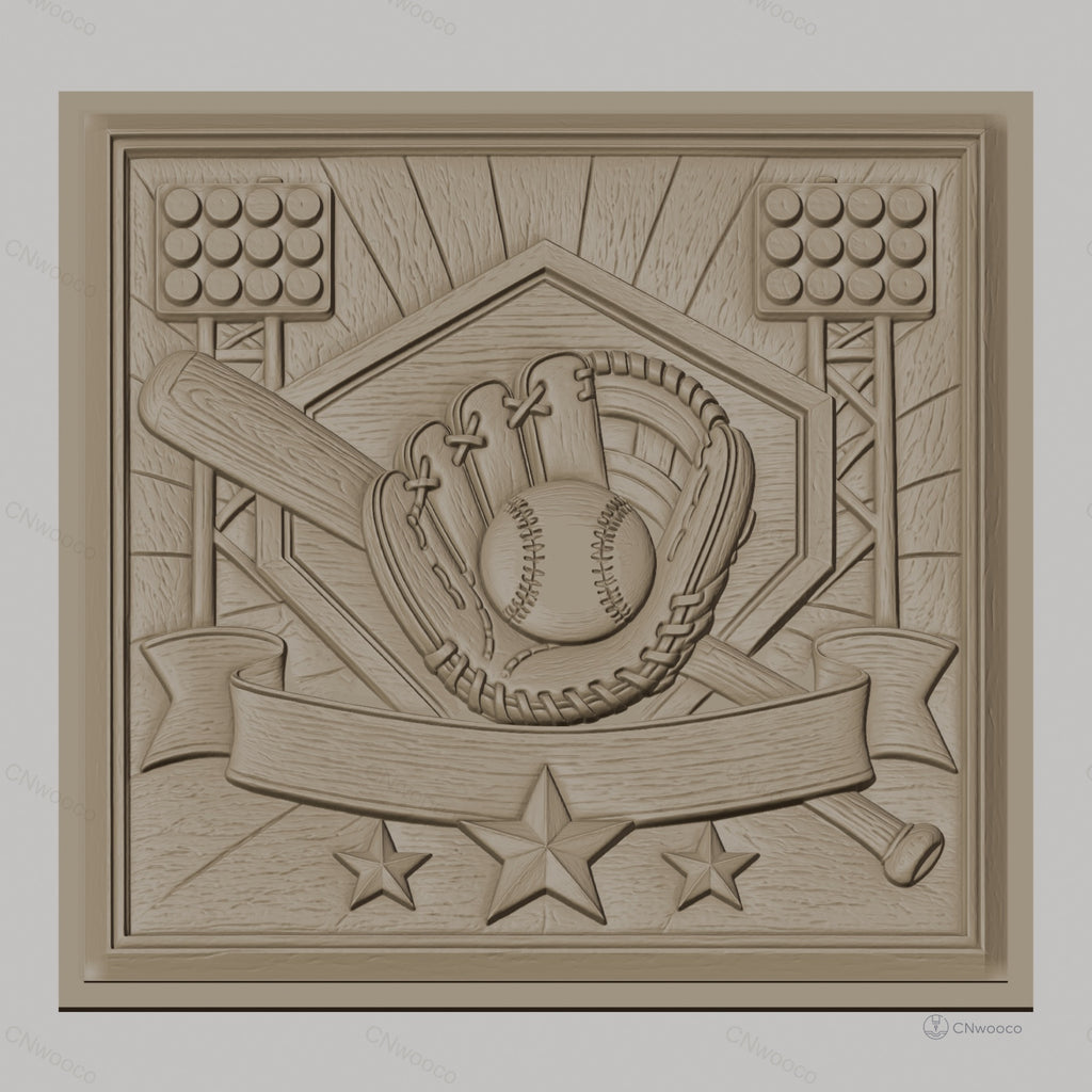 Fichier CNC & impression 3D baseball, gant balle battes et stade, haute qualité relief STL