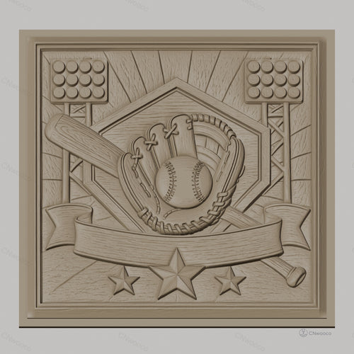 Fichier CNC & impression 3D baseball, gant balle battes et stade, haute qualité relief STL
