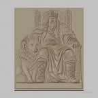 Fichier CNC & impression 3D roi viking sur trône avec loup, haute qualité relief STL