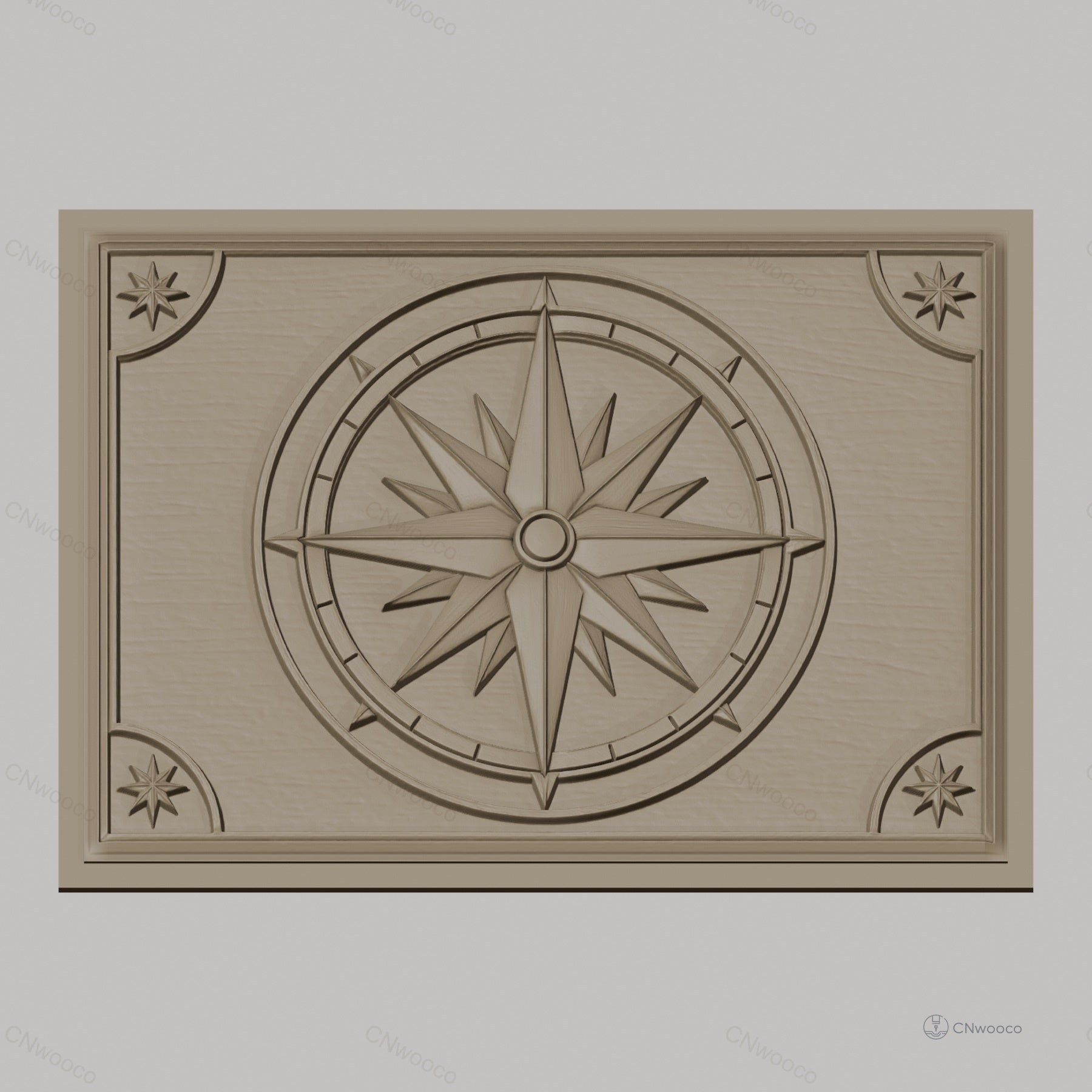 Fichier CNC & impression 3D boussole marine, rose des vents détaillée, haute qualité relief STL
