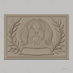 Fichier CNC & impression 3D chien Lhasa Apso, portrait floral ornemental, haute qualité relief STL