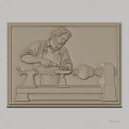 Fichier CNC & impression 3D tourneur sur bois, homme travaillant au tour, haute qualité relief STL