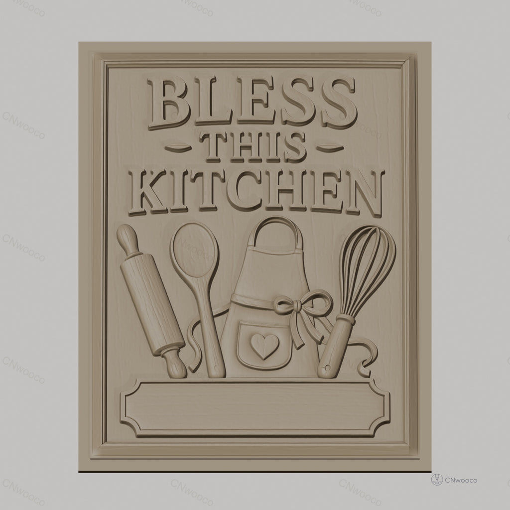 Fichier CNC & impression 3D thème cuisine, ustensiles de cuisine, tablier, rouleau à pâtisserie relief haute qualité relief STL