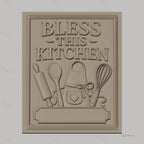 Fichier CNC & impression 3D thème cuisine, ustensiles de cuisine, tablier, rouleau à pâtisserie relief haute qualité relief STL