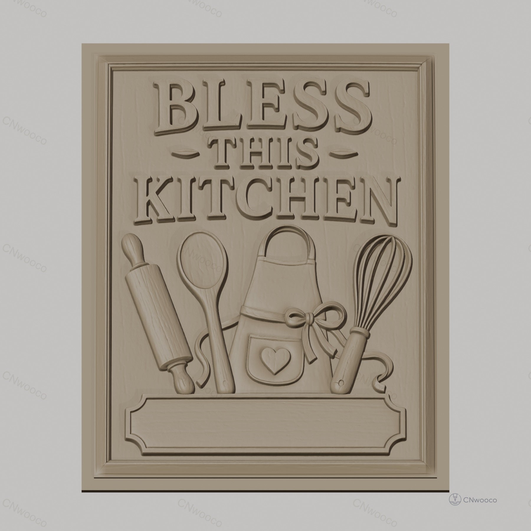 Fichier CNC & impression 3D thème cuisine, ustensiles de cuisine, tablier, rouleau à pâtisserie relief haute qualité relief STL