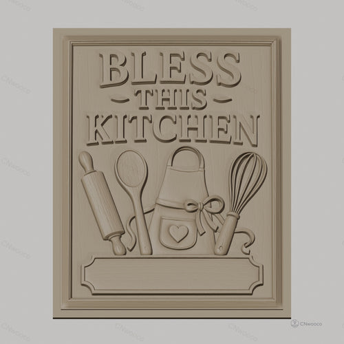 Fichier CNC & impression 3D thème cuisine, ustensiles de cuisine, tablier, rouleau à pâtisserie relief haute qualité relief STL