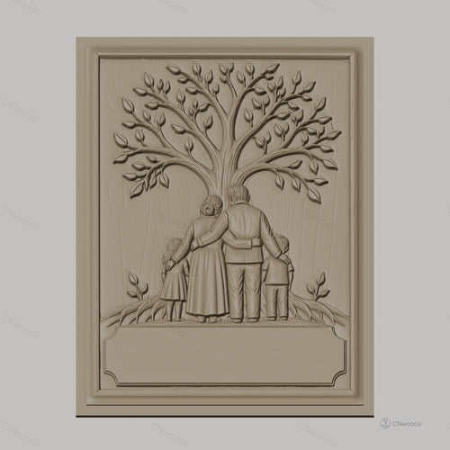 Fichier CNC & impression 3D arbre de vie famille enfants haute qualité relief STL
