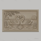 Fichier CNC & impression 3D cygnes amoureux, lac, arbres et reflets, haute qualité relief STL